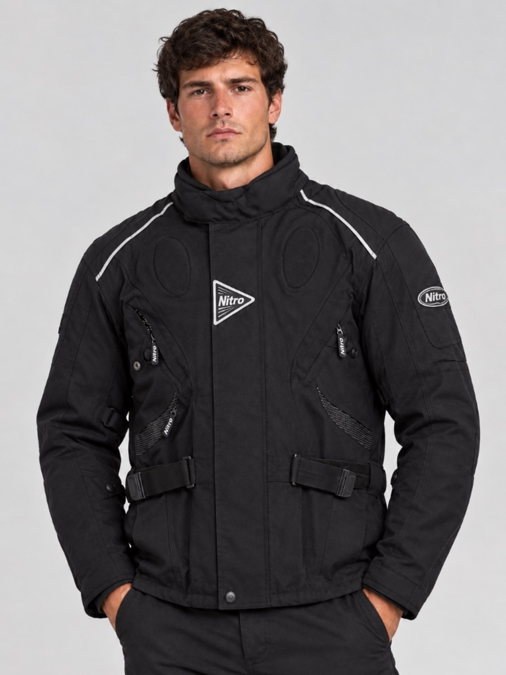 NITRO Racing Armored Motorcycle Zip Up Jacket Black Men’s Size Medium